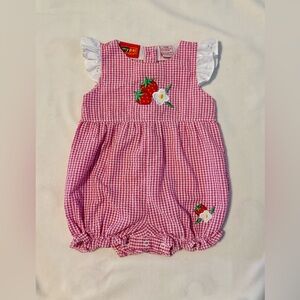 Baby girl vintage strawberry bubble romper 3/6 month
